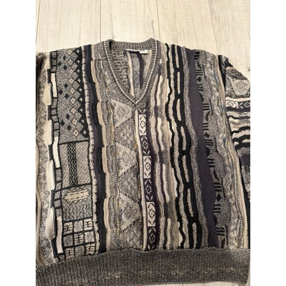 Vintage Florence Tricot Knit Textured Sweater Coogi Style Size L - Picture 3 of 6